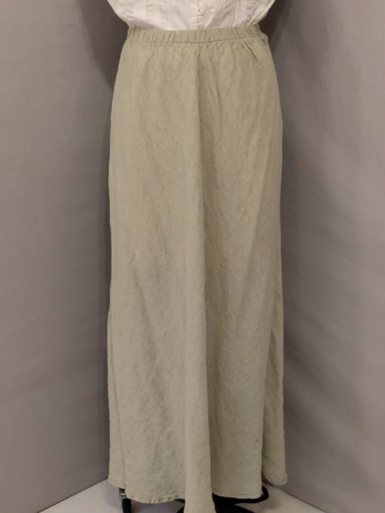 Flax Dresses & Skirts - Flax 100% Linen 38" Long Skirt Bias Cut Sage Green Neutral Natural Fiber
